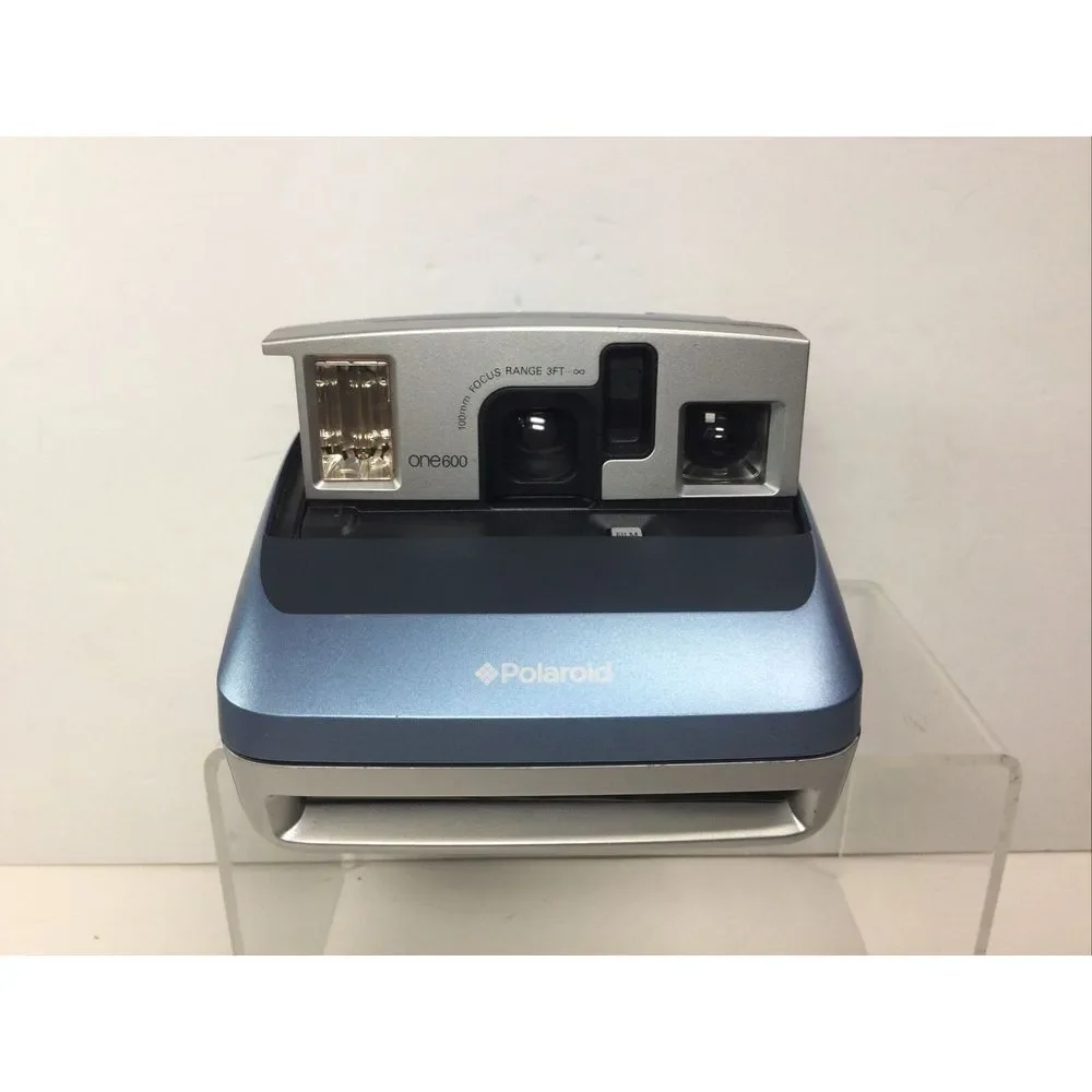 Vintage Polaroid‎ One600 Instant Flash Film Camera Blue Silver